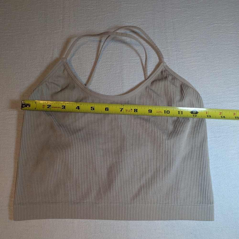 Colsie Light Tan Ribbed Crop Top - Picture 4 of 5